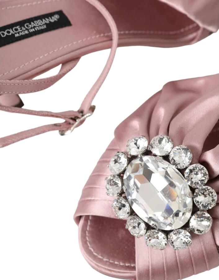 Dolce & Gabbana Kristalhakken Sandalen Roze Zijde - Foto 3