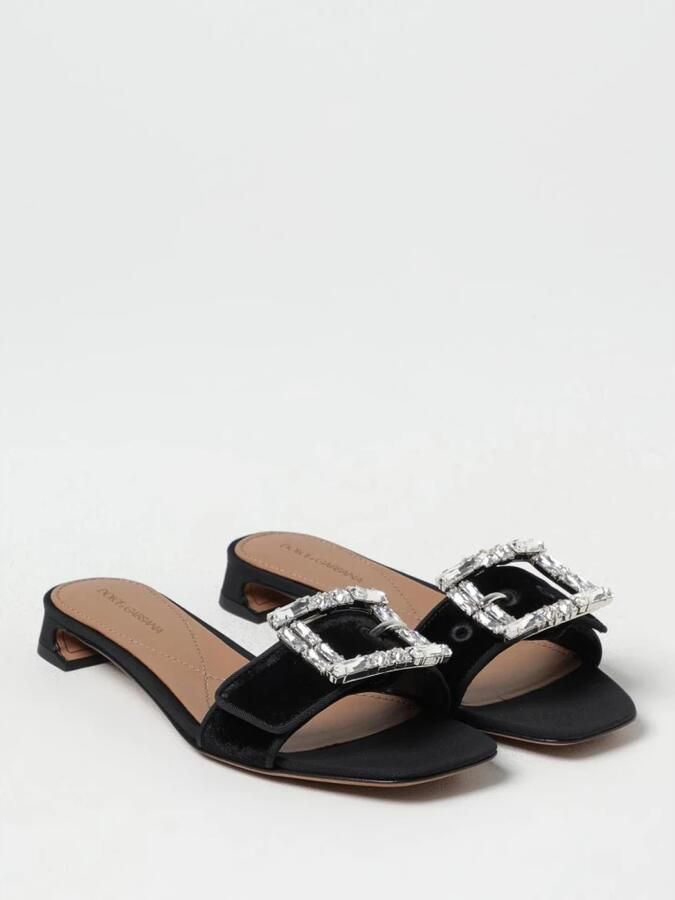 Dolce & Gabbana Kristallen Gesp Velvet Slides Hak Sandalen