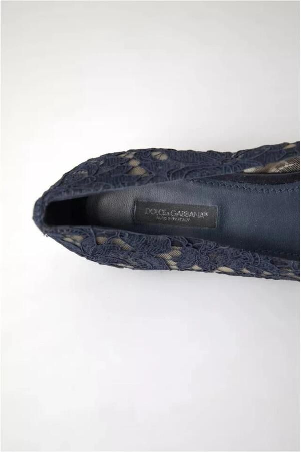 Dolce & Gabbana Kristalversierde bloe kant platte schoenen