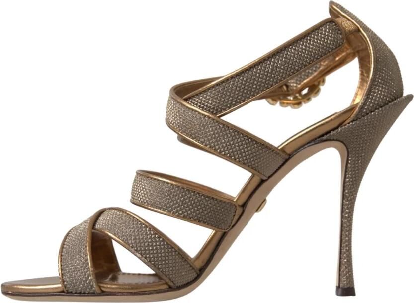 Dolce & Gabbana Bronzen Kristal Stiletto Hakken Sandalen Gray Dames