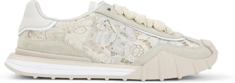 Dolce & Gabbana Lace-panelled Suede Low-Top Sneakers