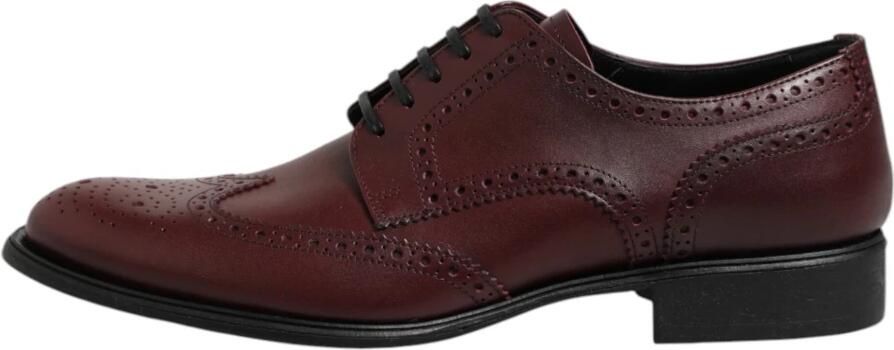 Dolce & Gabbana Bordeaux Leather Oxford Wingtip Formal Shoes