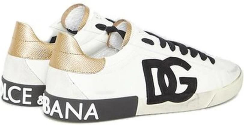 Dolce & Gabbana Witte en Goudkleurige Portofino Lage Sneakers White Heren - Foto 3