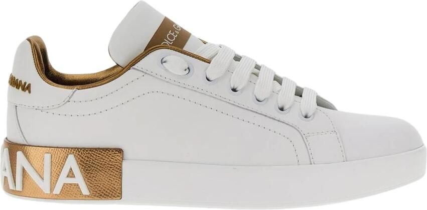 Dolce & Gabbana Portofino Sneakers Dolce Gabbana Gold Dust Leather Beige Dames - Foto 4