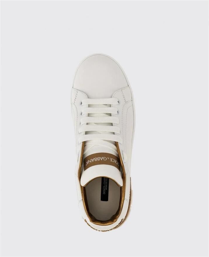 Dolce & Gabbana Portofino Sneakers Dolce Gabbana Gold Dust Leather Beige Dames