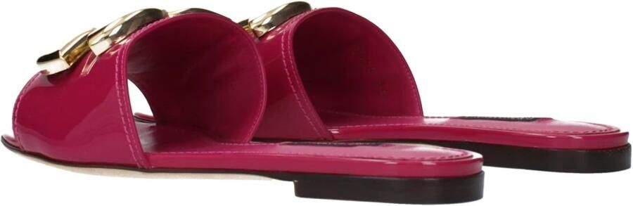 Dolce&Gabbana Slippers Logo Flat Mules Patent Leather in roze - Foto 2