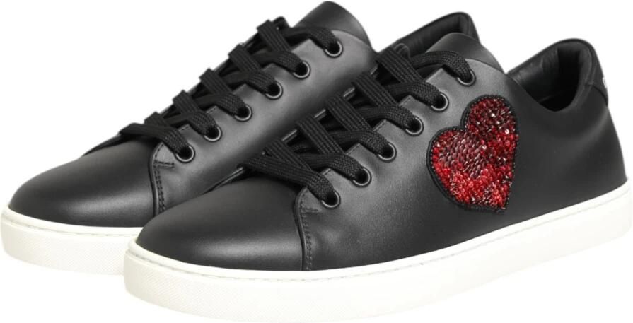 Dolce & Gabbana Leather Crystal Heart Low Top Sneakers - Foto 2