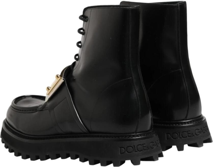 Dolce & Gabbana Leather Plaque Lace Up Boots - Foto 2