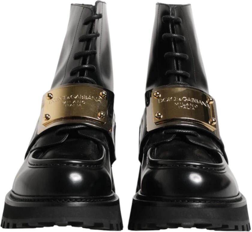 Dolce & Gabbana Leather Plaque Lace Up Laarzen - Foto 2