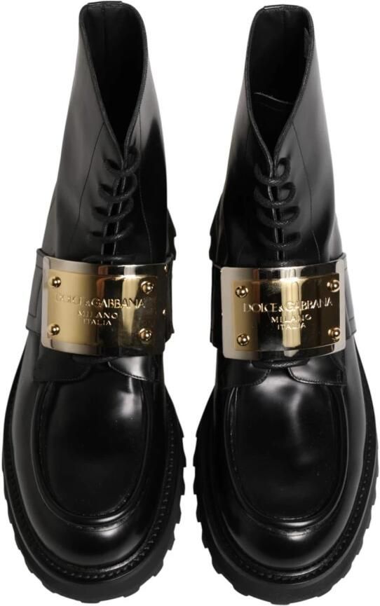 Dolce & Gabbana Leather Plaque Lace Up Laarzen - Foto 5