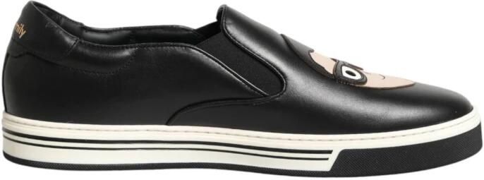 Dolce & Gabbana Leather Signature Figures Sneakers