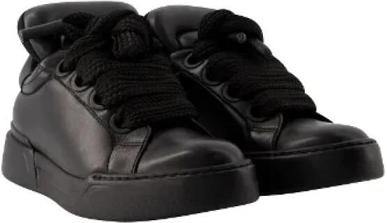 Dolce & Gabbana Portofino Sneakers Leer Zwart Black Heren