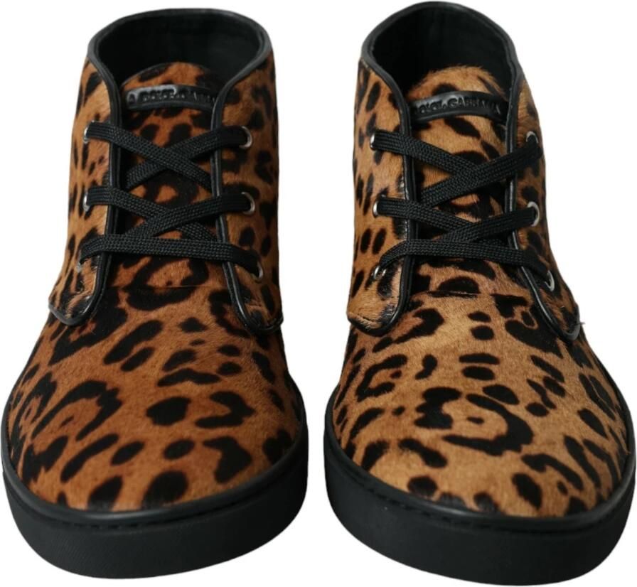 Dolce & Gabbana Leopard Calf Hair Sneakers CS1783AJ415 Brown