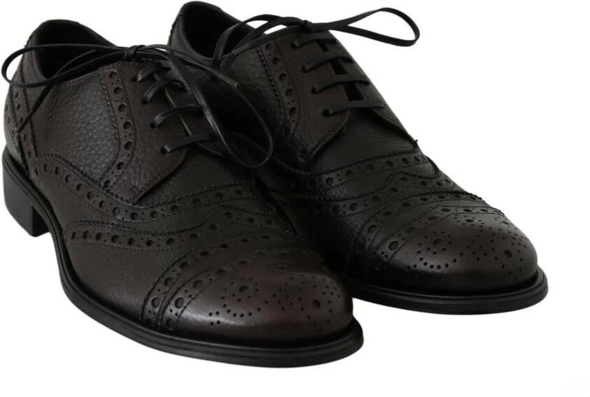 Dolce & Gabbana Bruin Leren Wingtip Derby Formele Schoenen Brown Heren - Foto 2