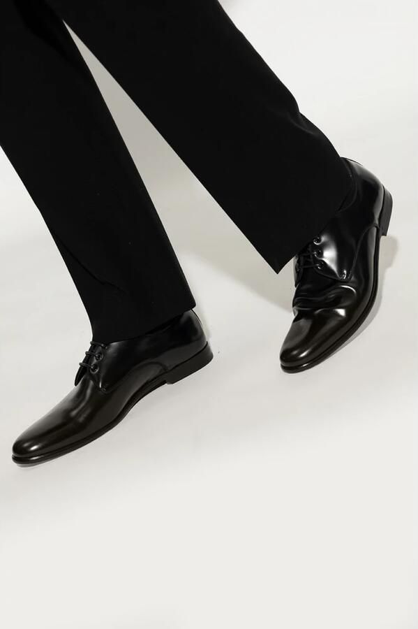 Dolce & Gabbana Zwarte platte schoenen Derby Antik Black Heren
