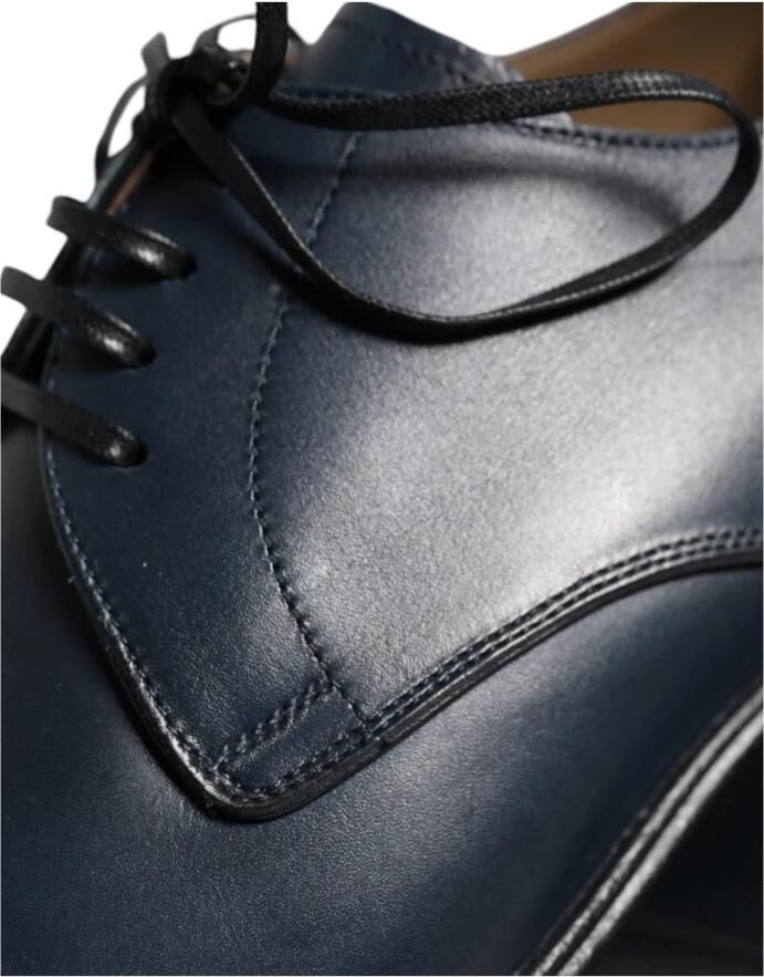 Dolce & Gabbana Navy Blauwe Leren Derby Schoenen Blue Heren - Foto 2