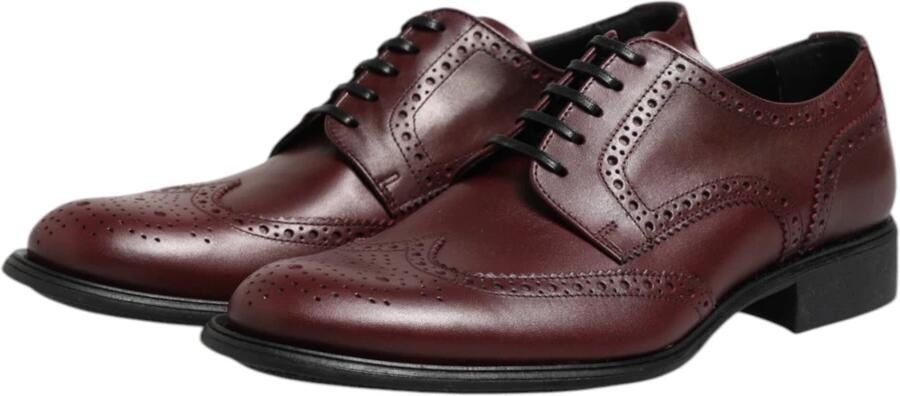 Dolce & Gabbana Bordeaux Leather Oxford Wingtip Formal Shoes - Foto 3