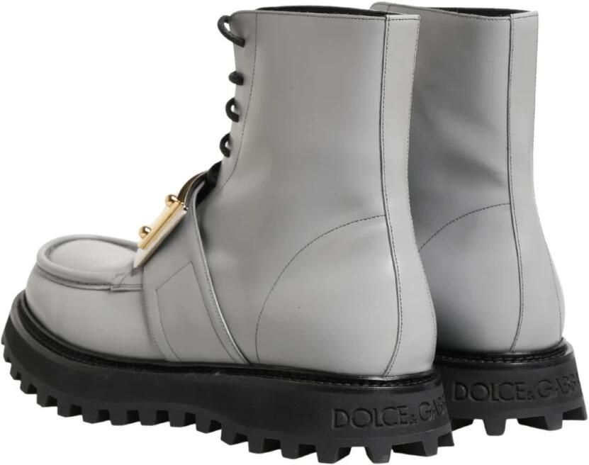 Dolce & Gabbana Leren Enkellaarsjes met Logoplaat - Foto 2