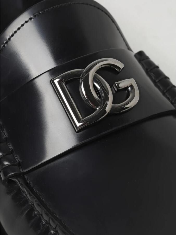 Dolce & Gabbana Zwarte Loafer Schoenen met Zilveren DG Logo Black Heren