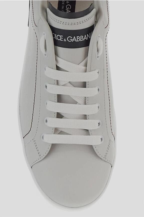 Dolce & Gabbana Leren lage sneakers met contrasterende inzetstukken White Heren