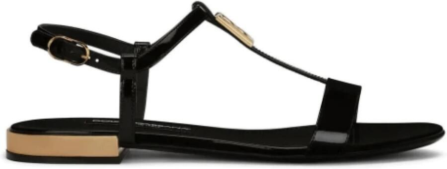 Dolce & Gabbana leren sandalen met logoplaat