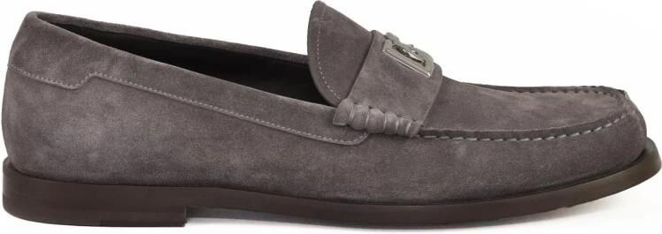 Dolce & Gabbana Grijze Suede Loafers met Metalen DG Logo Gray Heren - Foto 2