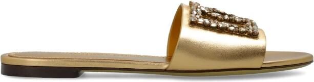 Dolce & Gabbana Leren slides met sprankelende versieringen