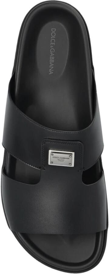 Dolce & Gabbana Leren slippers met applicatie