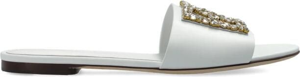 Dolce & Gabbana Leren slippers met glinsterende versieringen