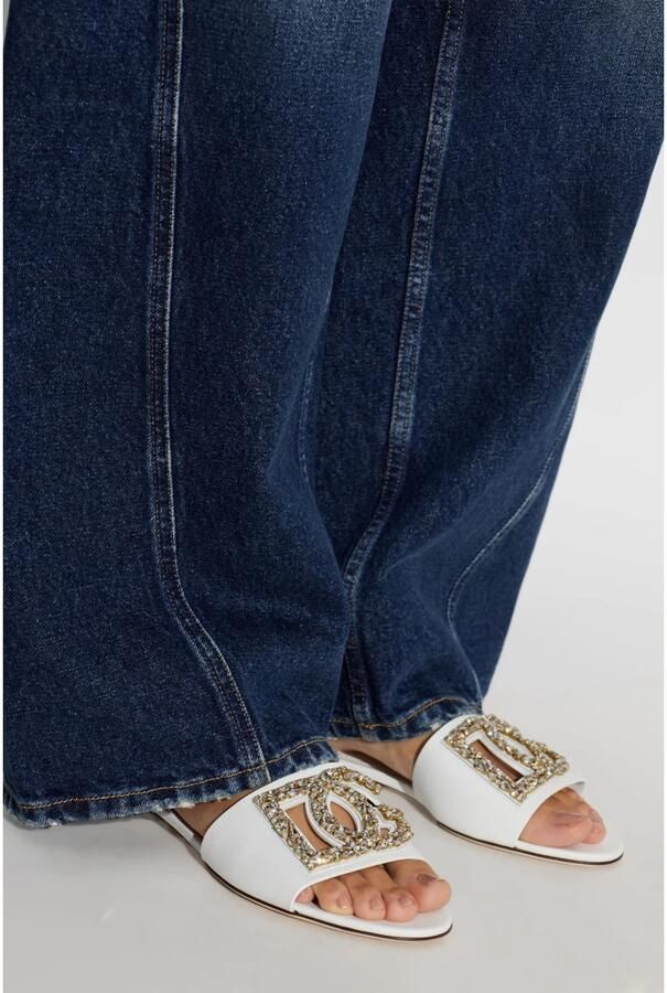 Dolce & Gabbana Leren slippers met glinsterende versieringen - Foto 2