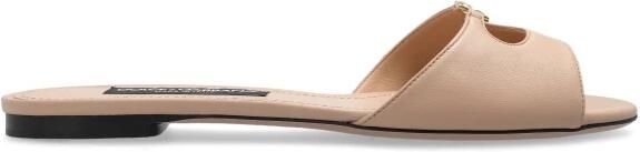 Dolce & Gabbana Leren slippers met logo-applicatie