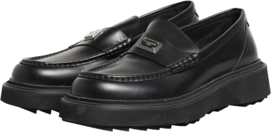 Dolce & Gabbana Zwarte leren instaploafers - Foto 2