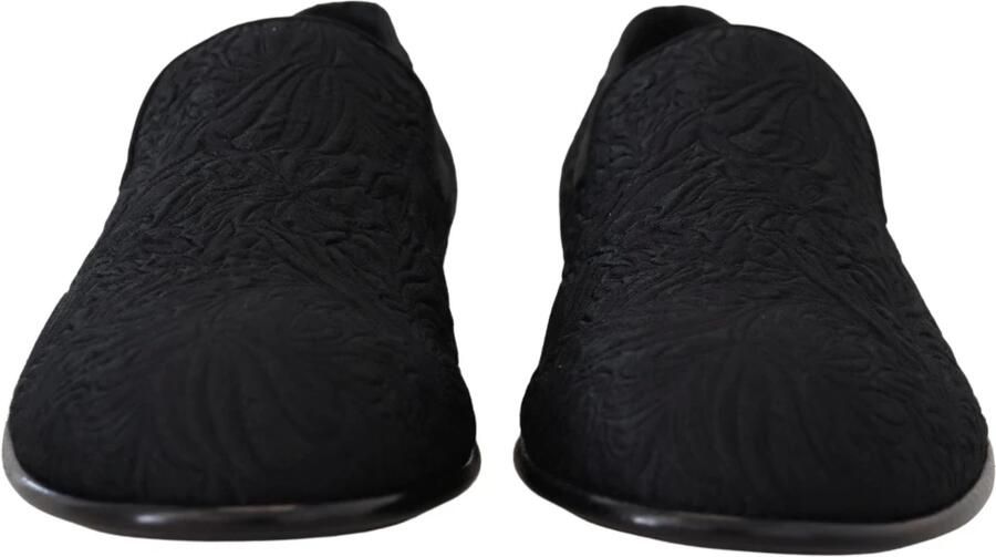 Dolce & Gabbana Zwarte bloemen jacquard slippers loafers schoenen Black Heren - Foto 3
