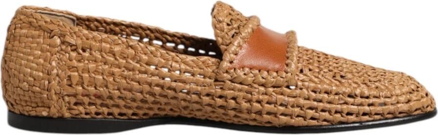 Dolce & Gabbana Bruin Geweven Raffia Instaploafers