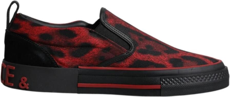 Dolce & Gabbana Rode Zwarte Luipaard Loafers Sneakers Schoenen