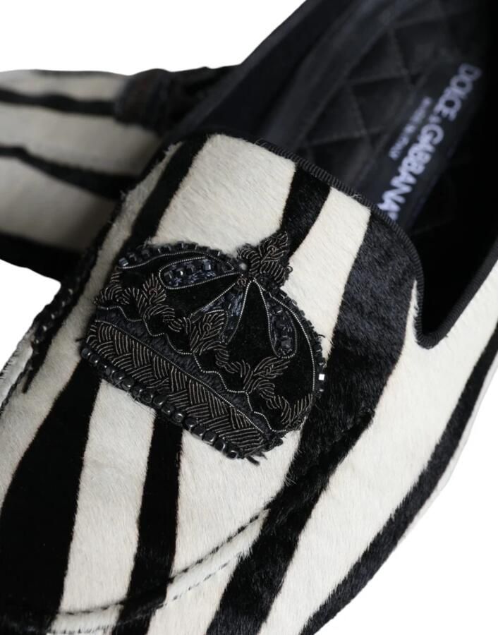 Dolce & Gabbana Zwart Wit Kalf Bont Loafer Schoenen - Foto 2