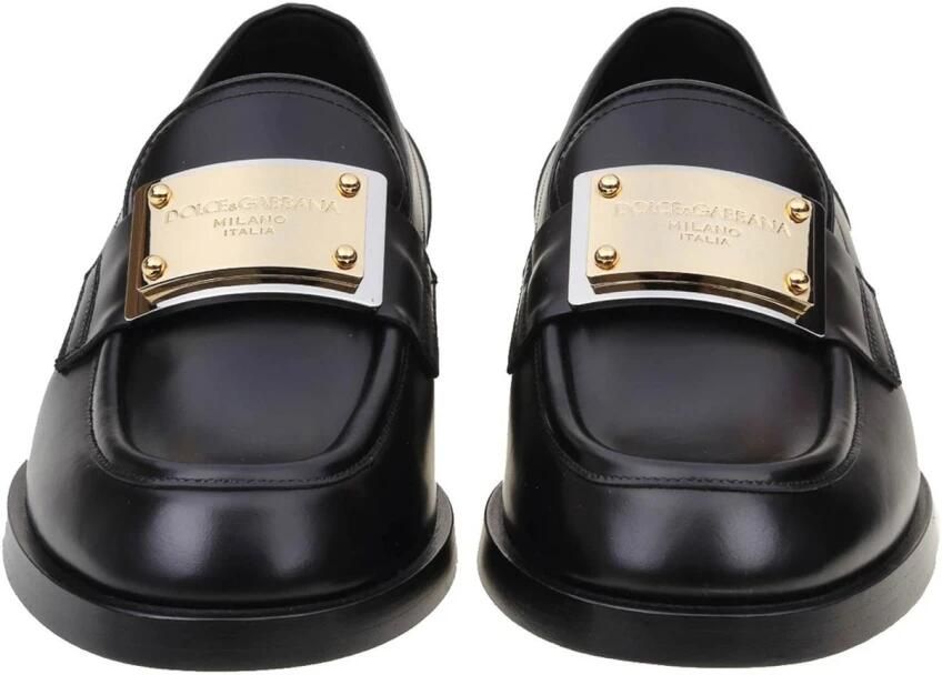 Dolce & Gabbana Zwarte platte schoenen van Dolce Gabbana Black Heren