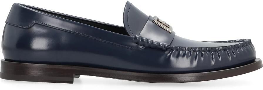 Dolce & Gabbana Blauwe Leren Loafers met Logo Plaque - Foto 3