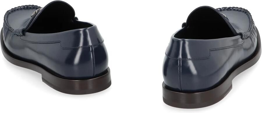 Dolce & Gabbana Blauwe Leren Loafers met Logo Plaque - Foto 2