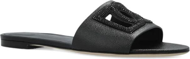 Dolce & Gabbana Logo leren platte sandalen