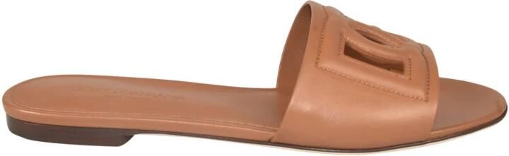 Dolce & Gabbana Calfskin slides with DG Millennials Logo Bruin Dames - Foto 4