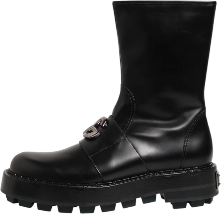 Dolce & Gabbana Logo Plaque Mid Calf Biker Boots