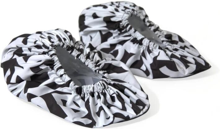 Dolce & Gabbana Witte Logo Print Nylon Slip On Flats Schoenen