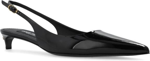 Dolce & Gabbana Patentleren Slingback Pumps met Gouden Metalen Logo Black Dames - Foto 5