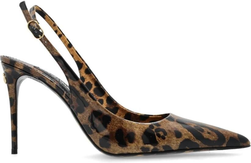 Dolce&Gabbana Hoge hakken Brown Slingback Pumps With Dg Logo Detail in bruin - Foto 1