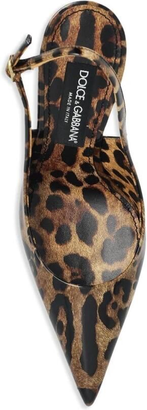 Dolce&Gabbana Hoge hakken Brown Slingback Pumps With Dg Logo Detail in bruin