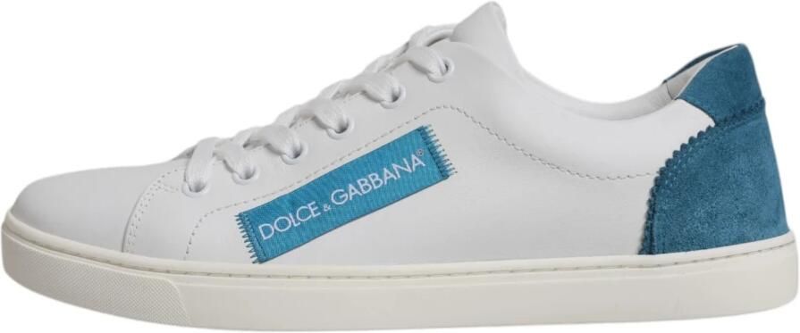 Dolce & Gabbana Wit Blauw Leren Lage Sneakers White Dames - Foto 2