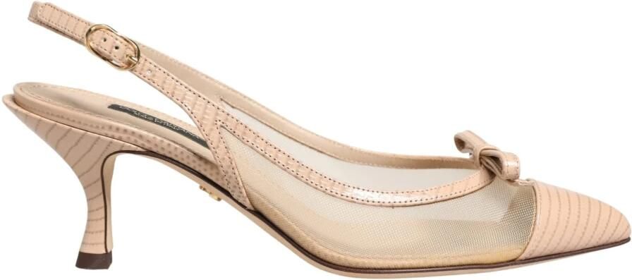 Dolce & Gabbana Lori Mesh Leren Slingback Sandalen