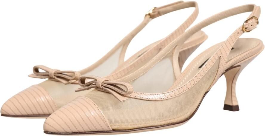 Dolce & Gabbana Lori Mesh Leren Slingback Sandalen - Foto 5