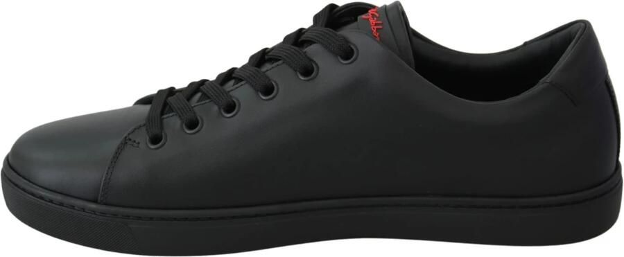 Dolce & Gabbana Black Leather Love Heart Sneakers Womens Shoes - Foto 2